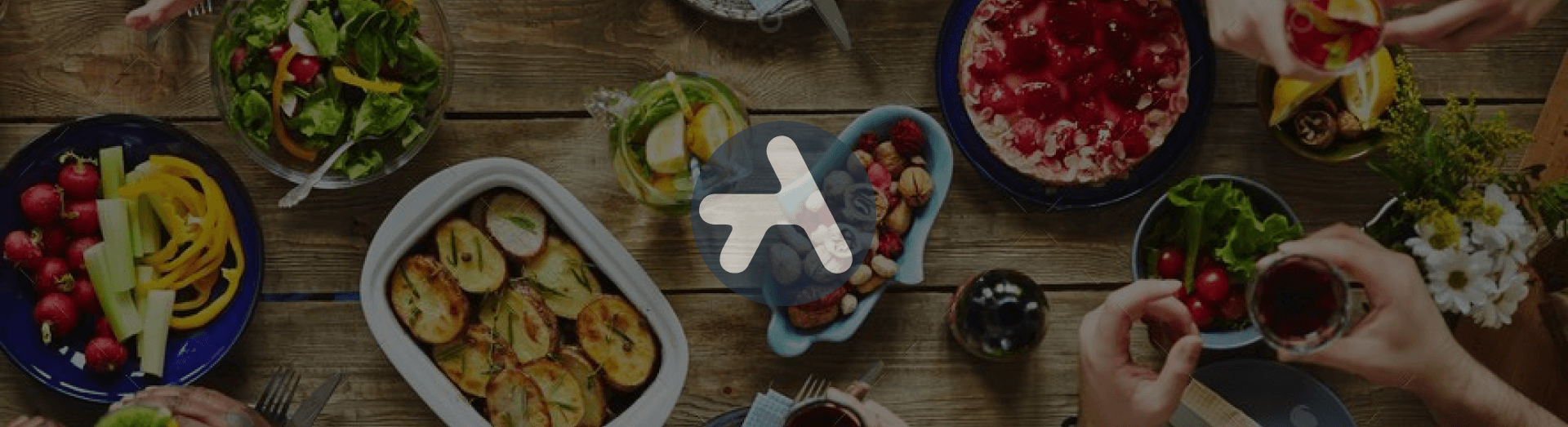 Food spread on wooden table